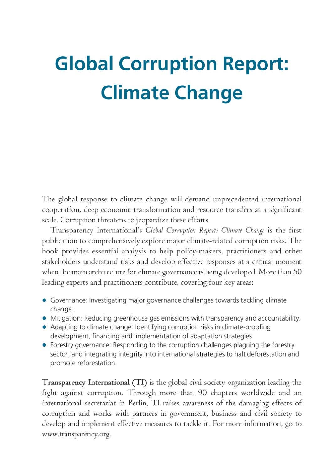 Global Corruption Report Climate Change by Transparency International ...