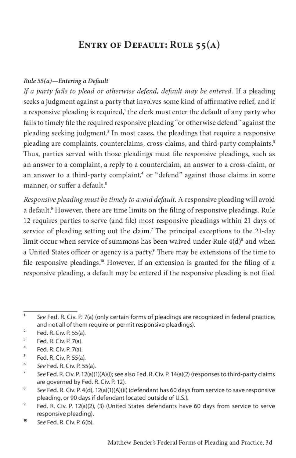 Matthew Bender's Federal Forms of Pleading and Practice, Third Edition