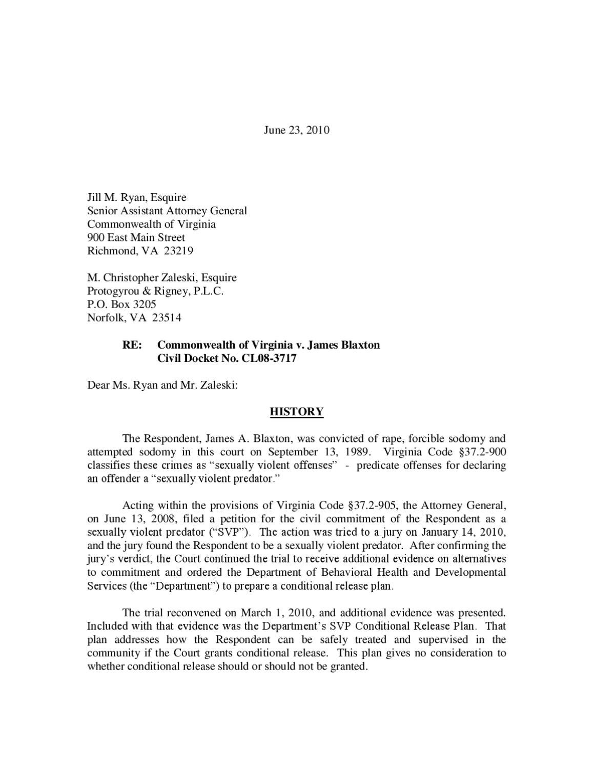 Commonwealth of Virginia v Blaxton by Norfolk Circuit Court Clerk's