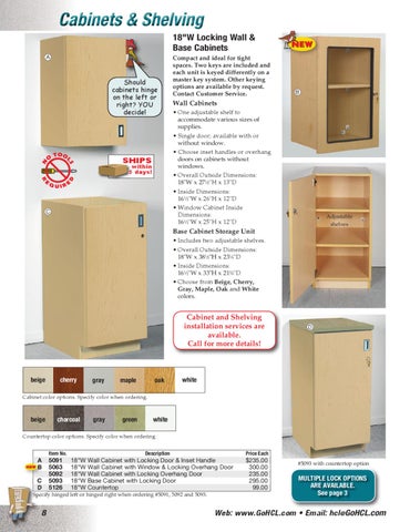 Health Care Logistics 家具目录 · Cabinets and 层架 第 8 页
