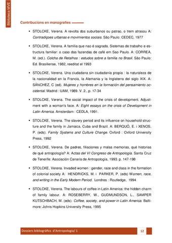 Verena Stolcke dossier bibliogràfic by Biblioteca del Museu Valencià