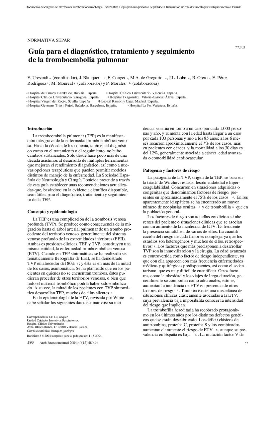 Diagnostico trombosis pulmonar