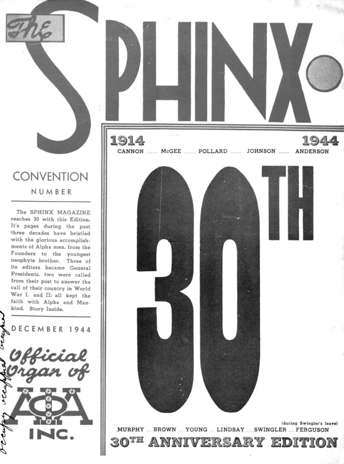 The SPHINX | Winter December 1944 | Volume 31 | Number 4
