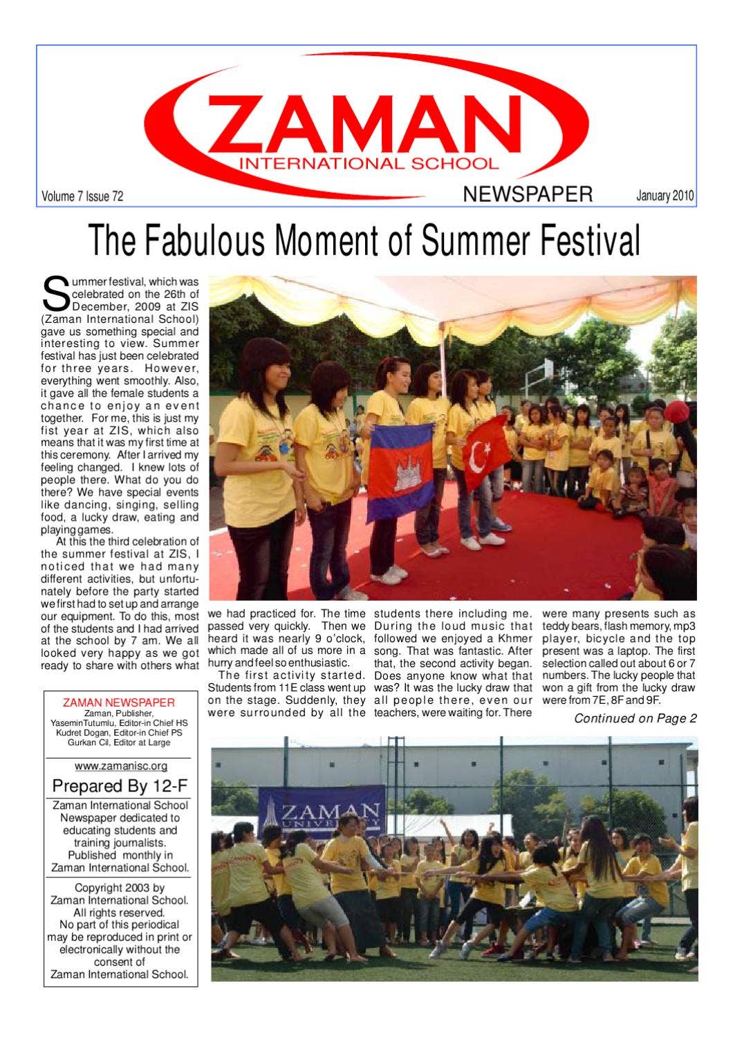 Zaman International School Newspaper Issue 72 by Zaman International ...