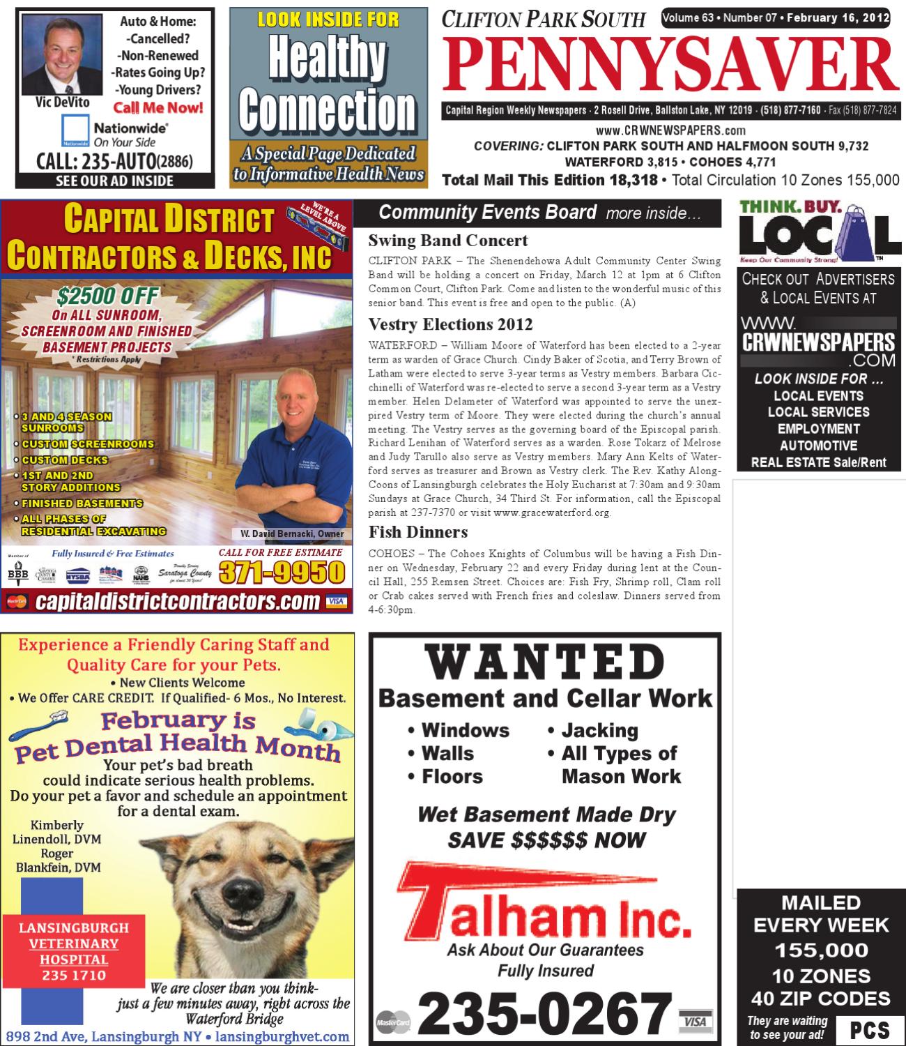 Clifton Park South Pennysaver 021612 by Capital Region Weekly Newspapers Issuu