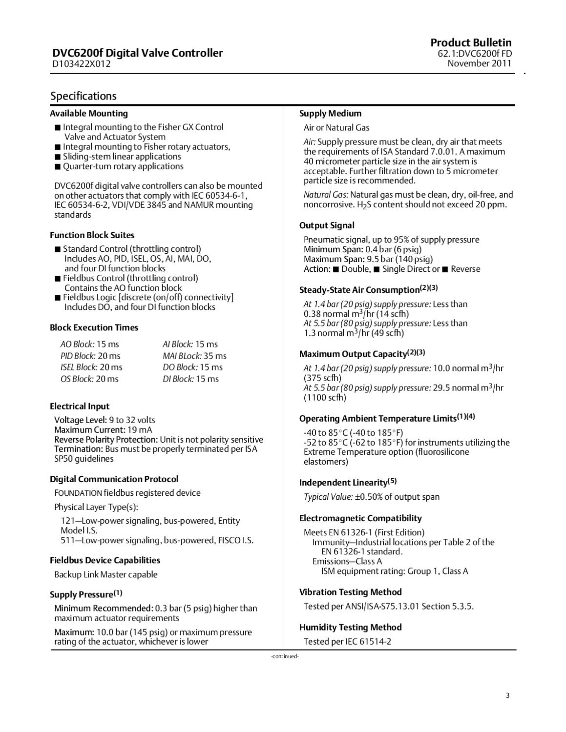 DVC6200f FD Bulletin Nov 2011 by RMC Process Controls & Filtration, LLC ...