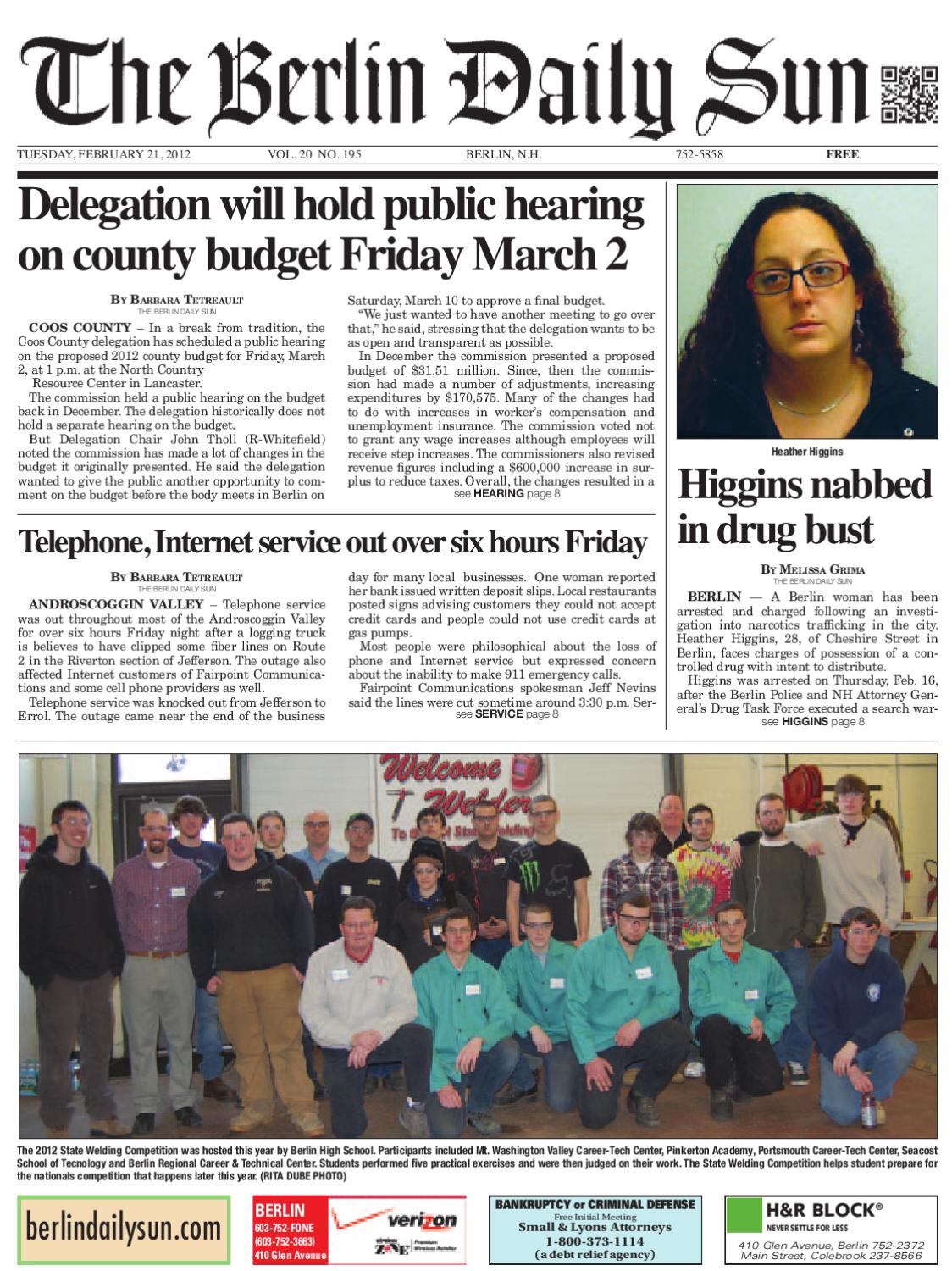 The Berlin Daily Sun, Tuesday, February 21, 2012 by Daily Sun Issuu