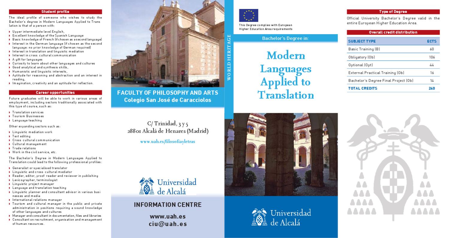 Bachelor’s Degree in Modern Languages Applied to Translation by