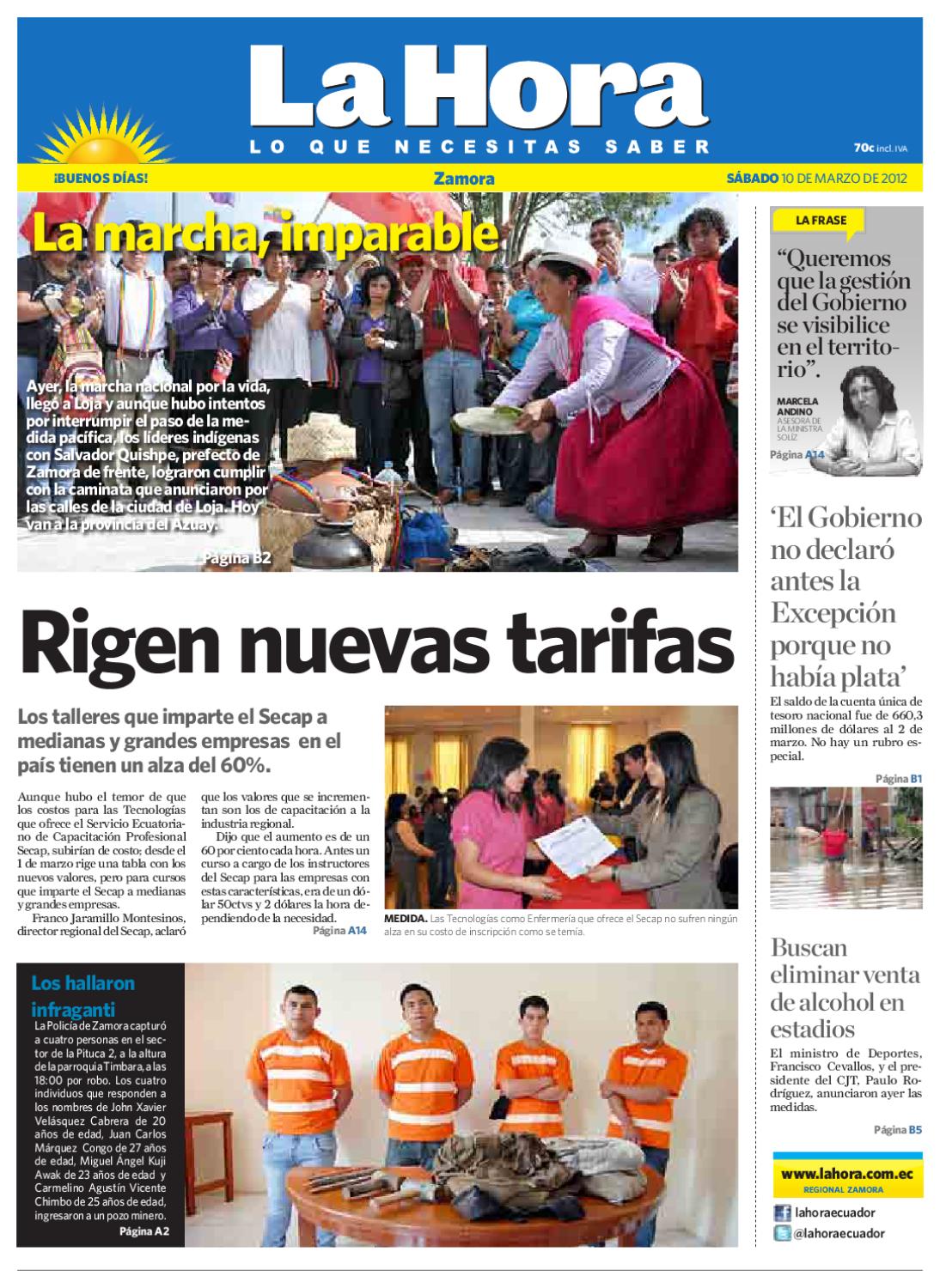 Diario La Hora Zamora 10 De Marzo 2012 By Diario La Hora Ecuador