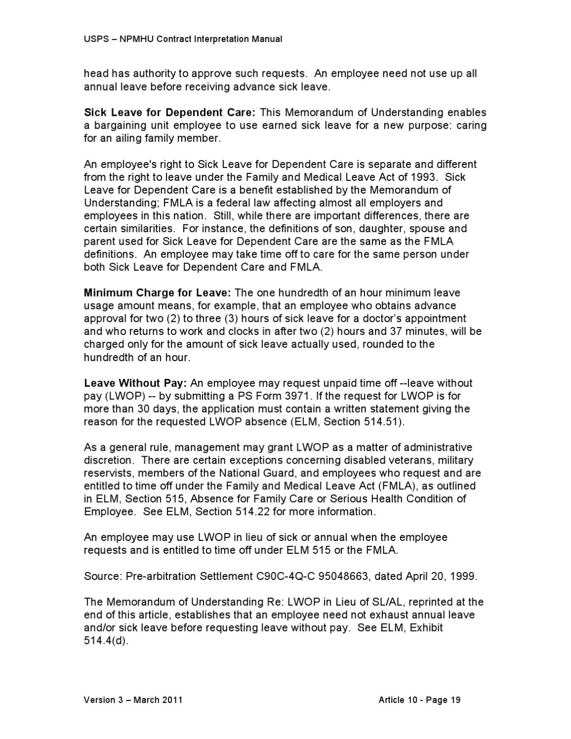 CONTRACT INTERPRETATION MANUAL (CIM) Version 3 by National Postal Mail  Handlers Union - Issuu