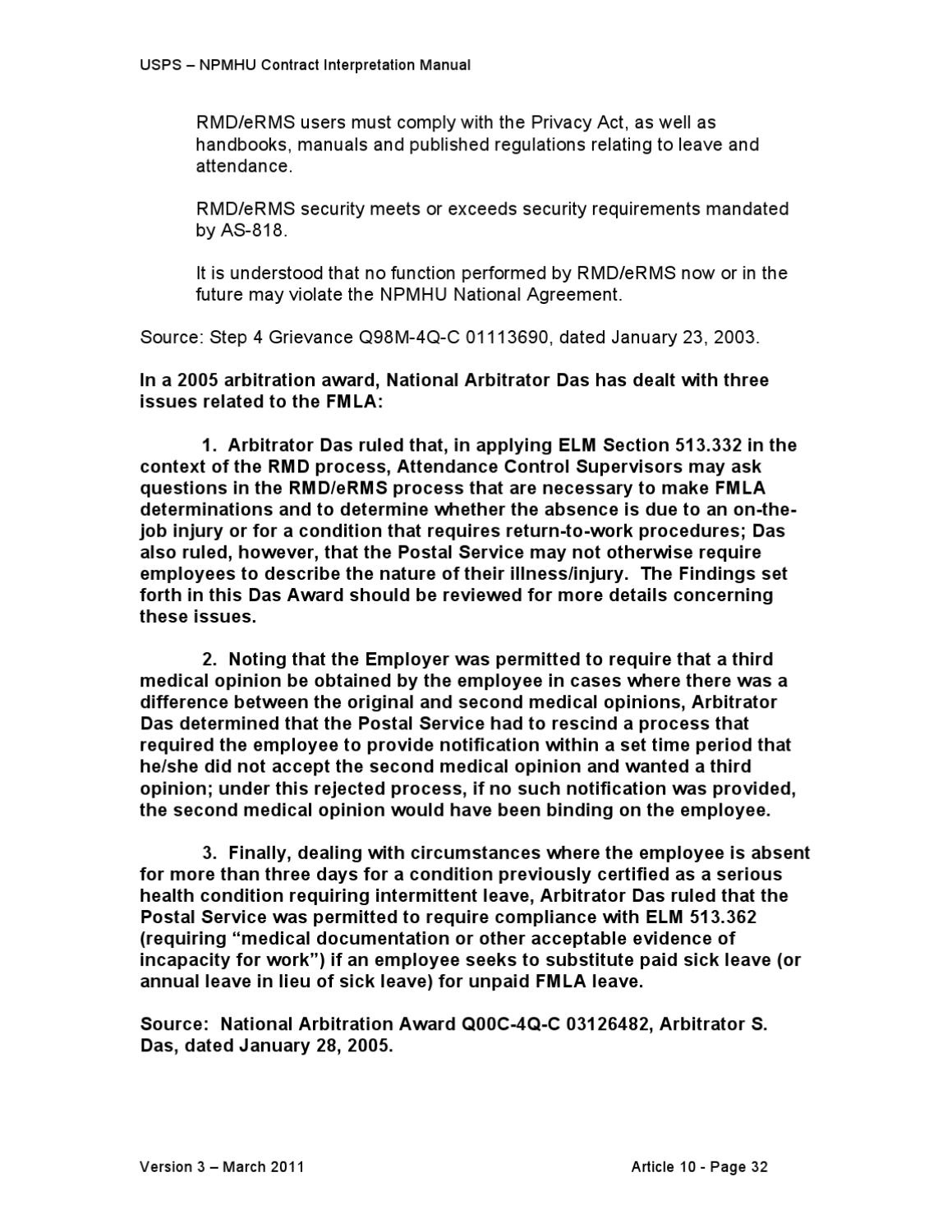 CONTRACT INTERPRETATION MANUAL (CIM) Version 3 by National Postal Mail  Handlers Union - Issuu