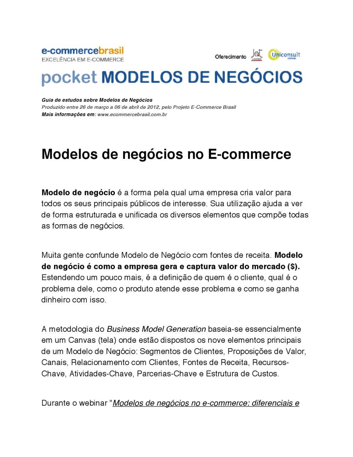 Modelo Project Commerce Pocket Modelos de Negócios - E-commerce Brasil by E-Commerce Brasil - Issuu