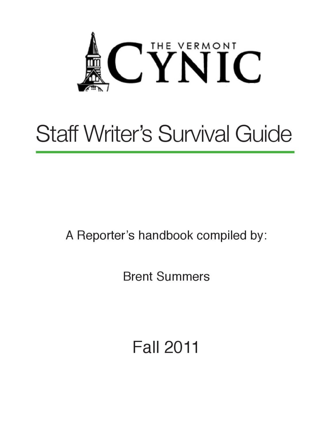 Handbook for the Staff of the Vermont Cynic (as of 2012). by Vermont