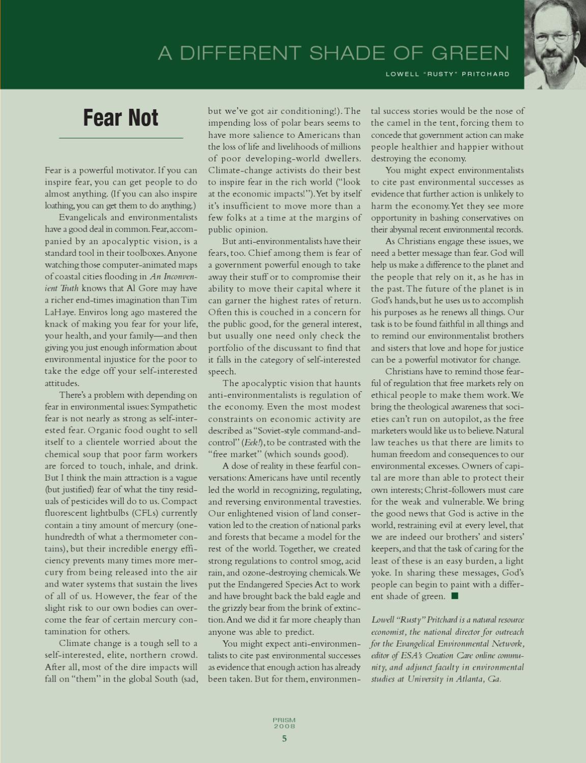 Fear Not By Evangelicals For Social Action Prism Magazine Issuu