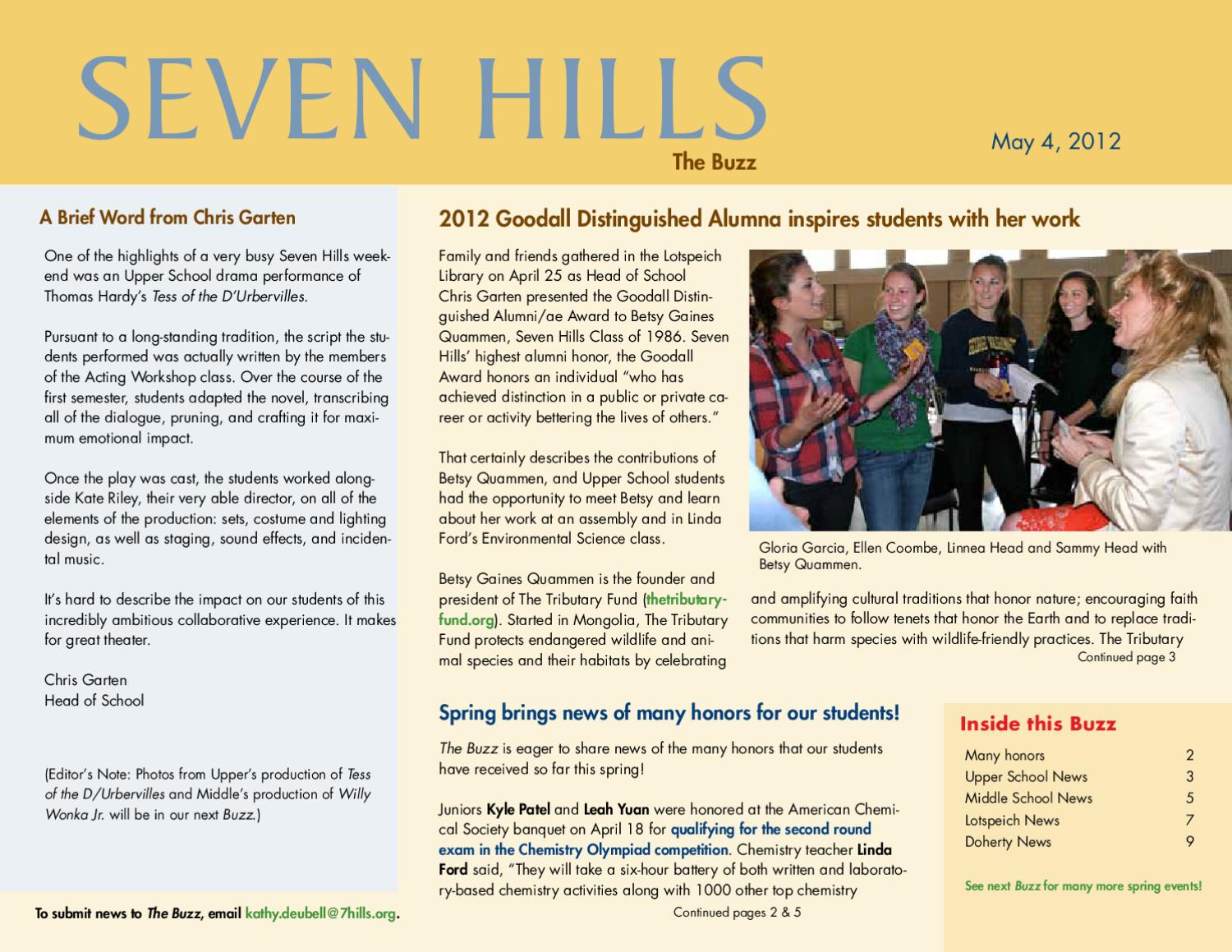 Seven Hills Buzz For May 4 2012 By The Seven Hills School Issuu