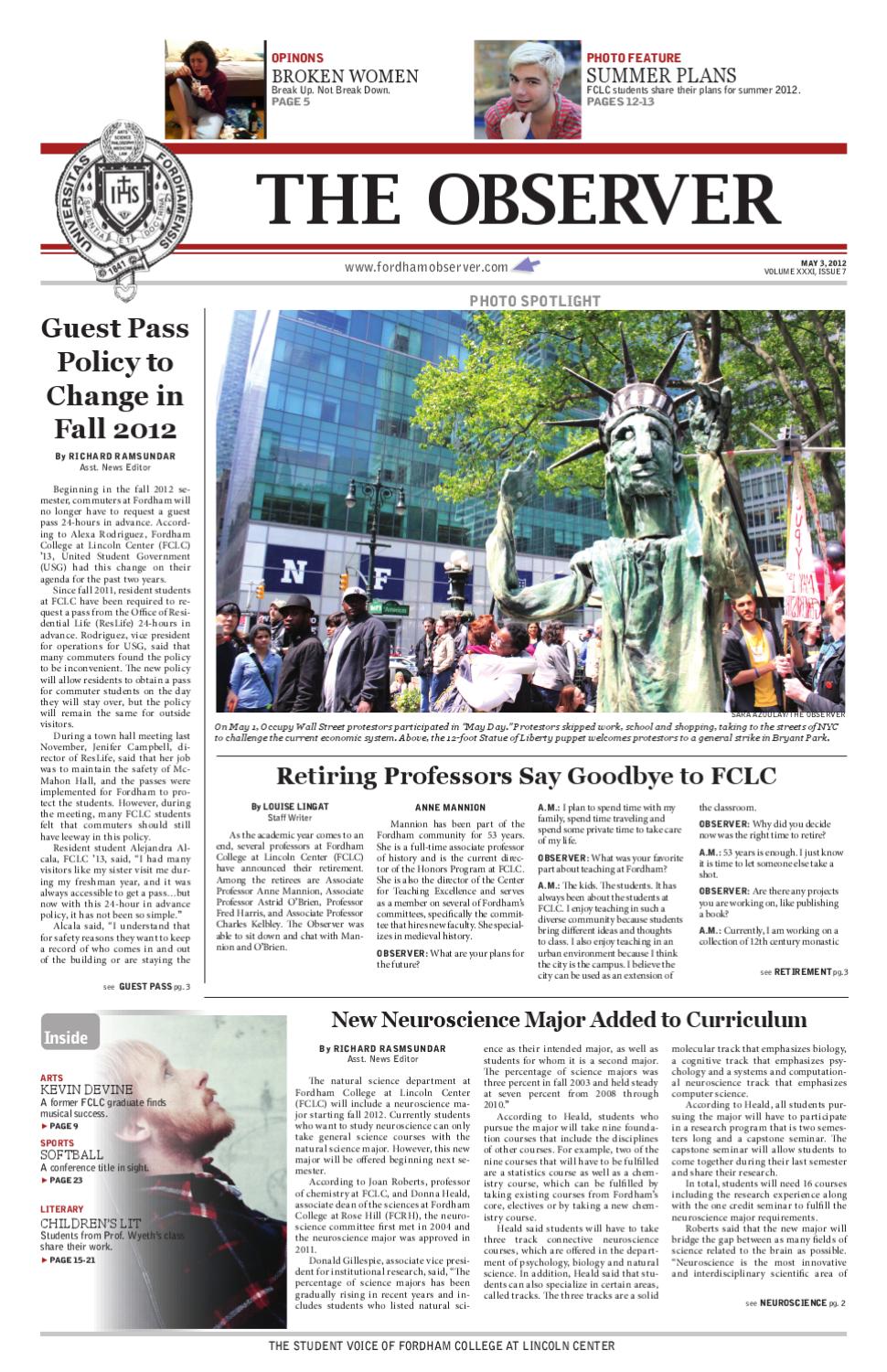 Fordham Observer Issue 7 2012 by Fordham Observer Issuu