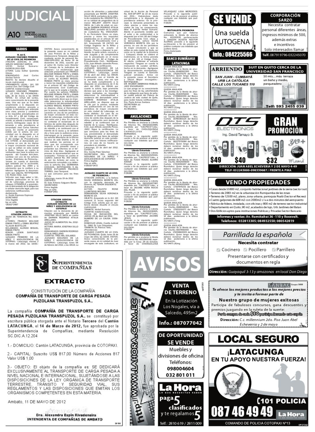 Edicion Impresa Cotopaxi Del 15 De Mayo De 2012 By La Hora Ecuador Issuu