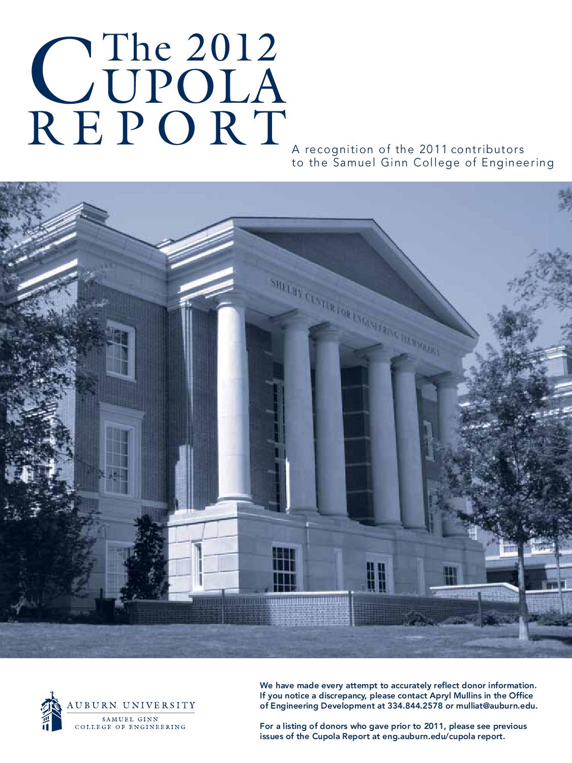 The 2012 Cupola Report by Auburn University College of Engineering Issuu