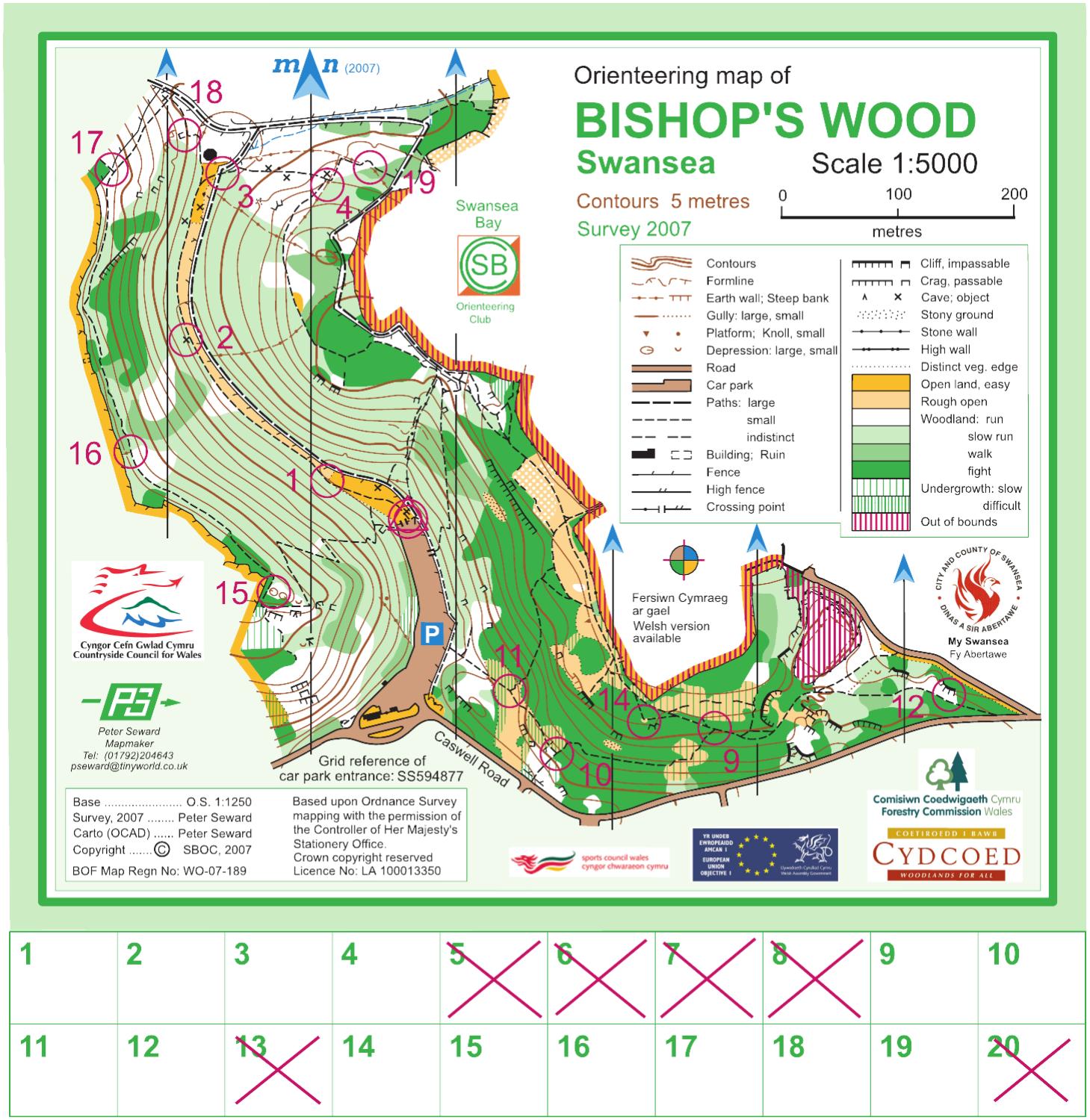 Map of Wood orienteering course by City and County of Swansea