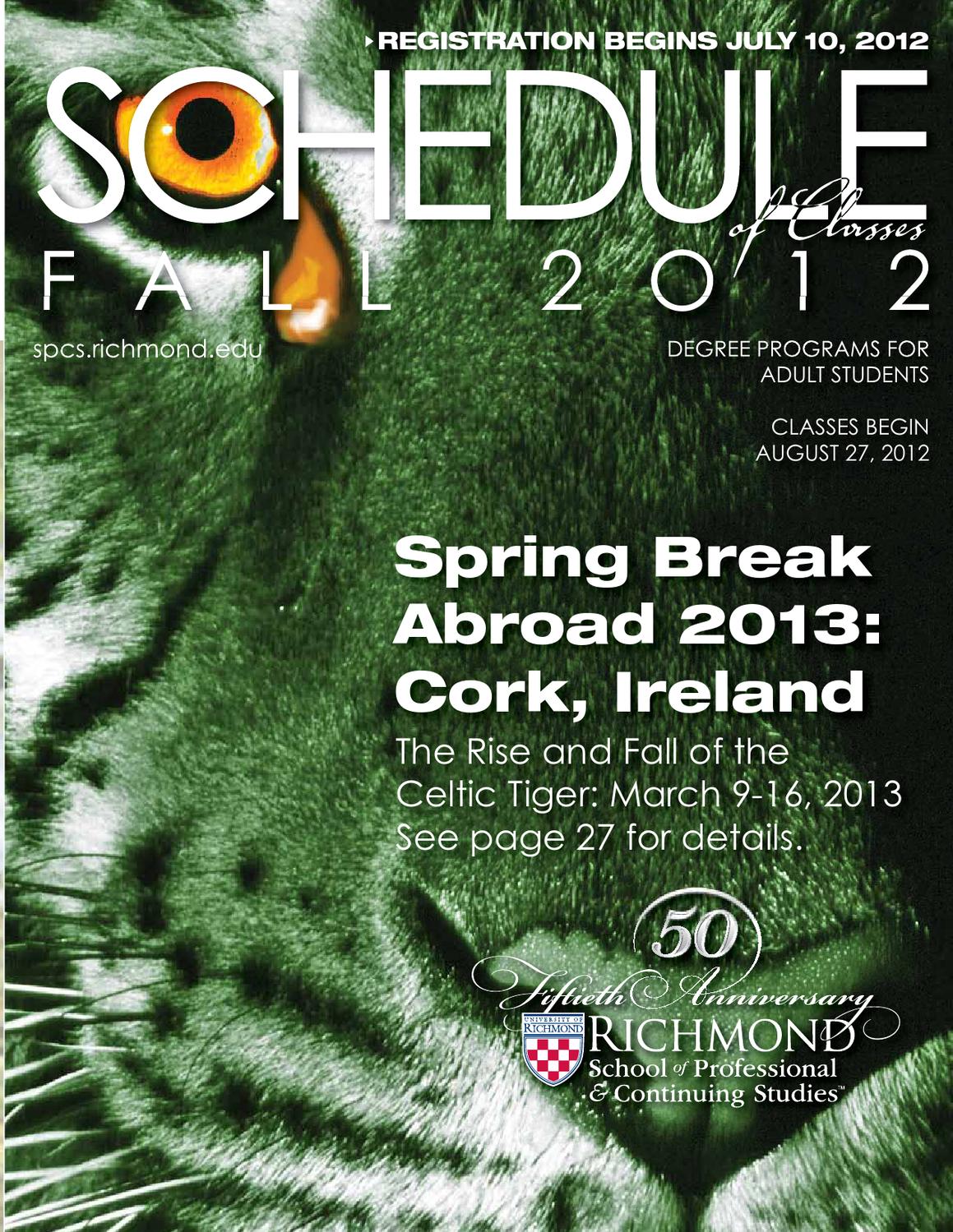 Fall 2012 Degree Programs Schedule Of Classes By School Of