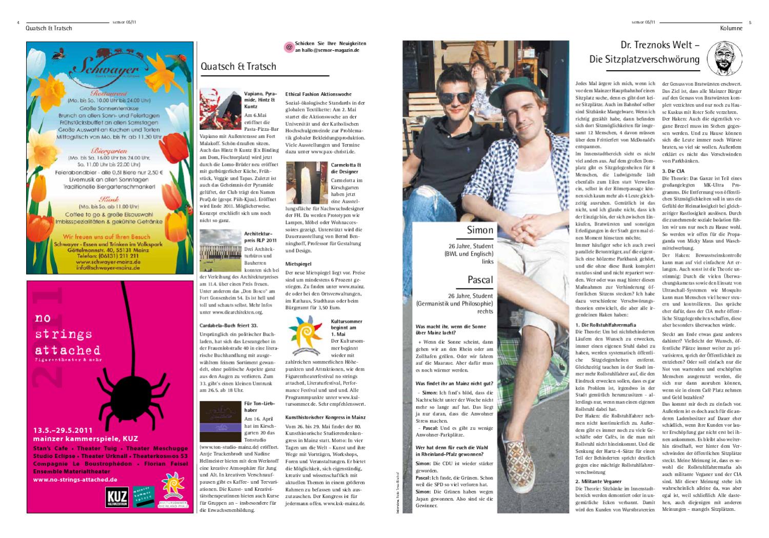 sensor Mainz Magazin #8 Mai 2011 by Sensor Magazin Mainz - Issuu