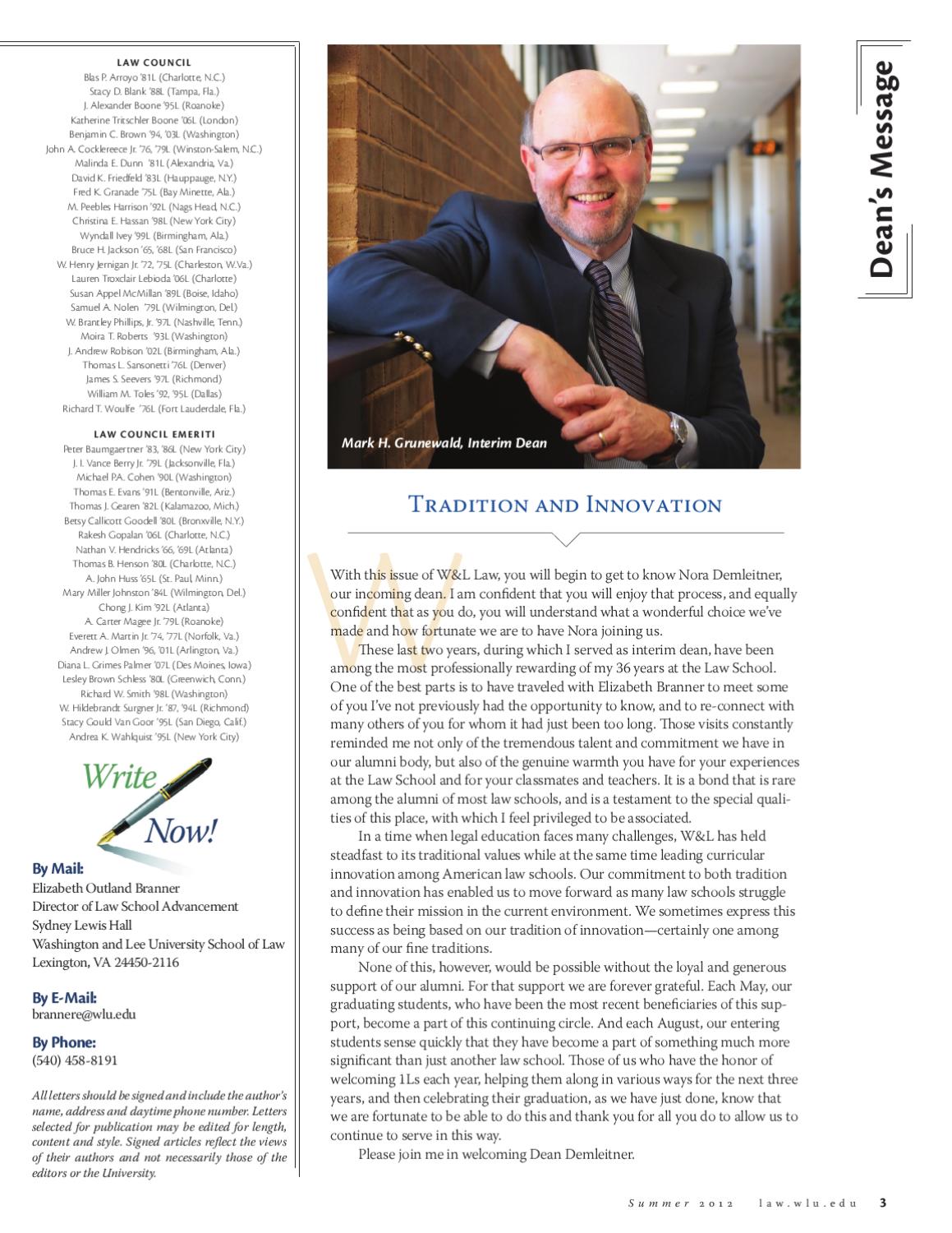 W&L Law Summer 2012 by Washington and Lee School of Law Issuu