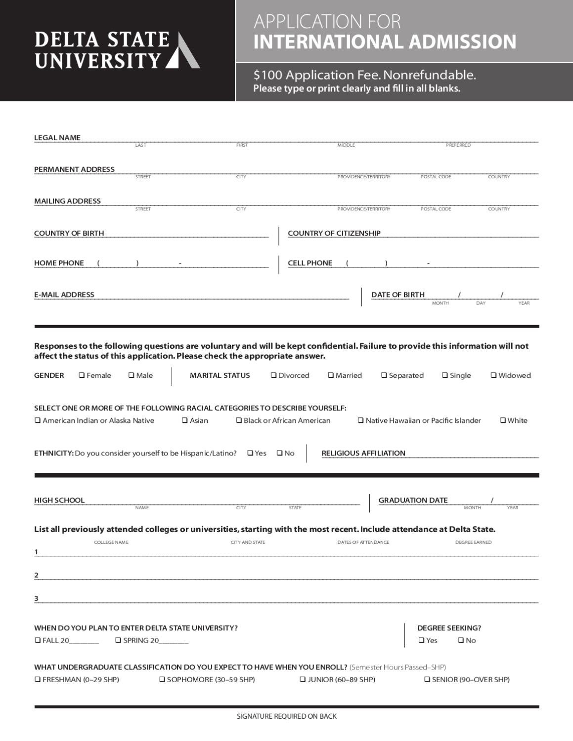 International Application For Delta State by Delta State University Issuu