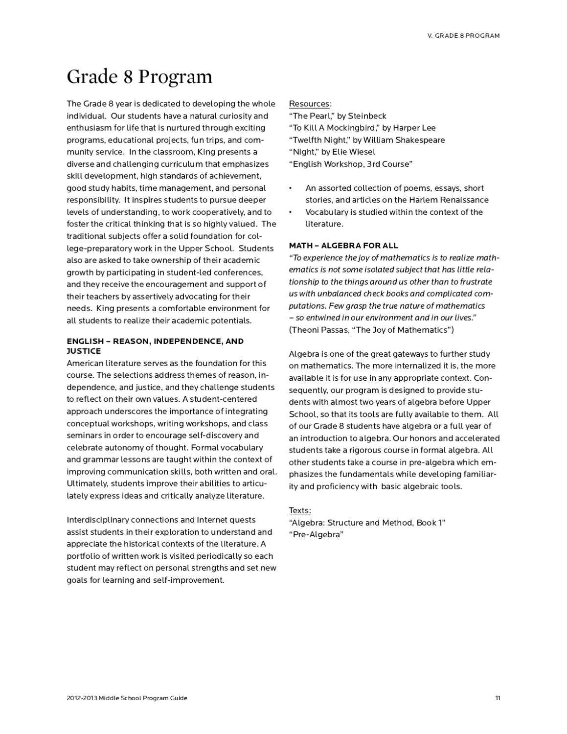 Grade 8 Program by King School - Issuu