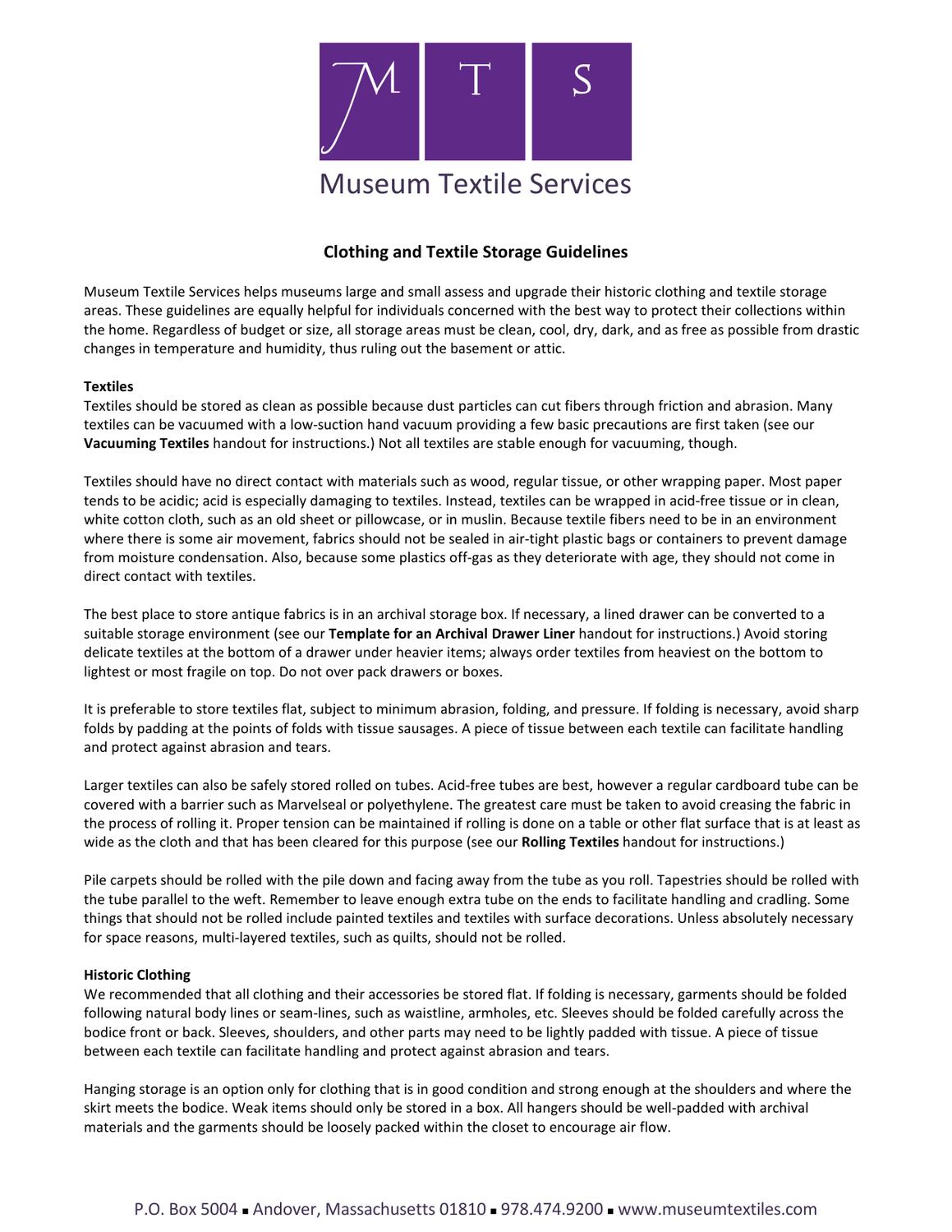 Clothing and Textile Storage Guidelines by Camille Breeze Issuu