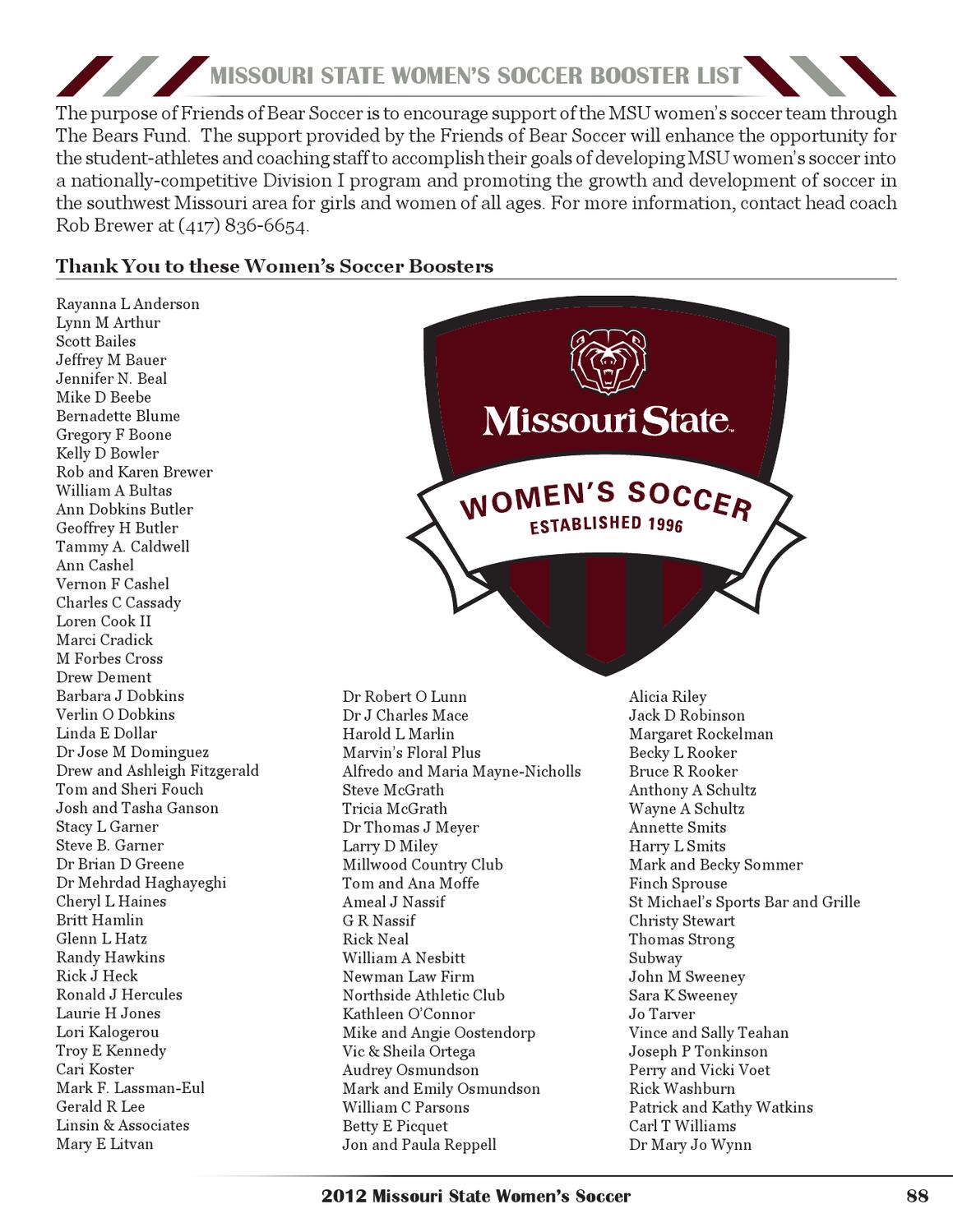 2012 Missouri State Women's Soccer Guide by Missouri State Bears Issuu