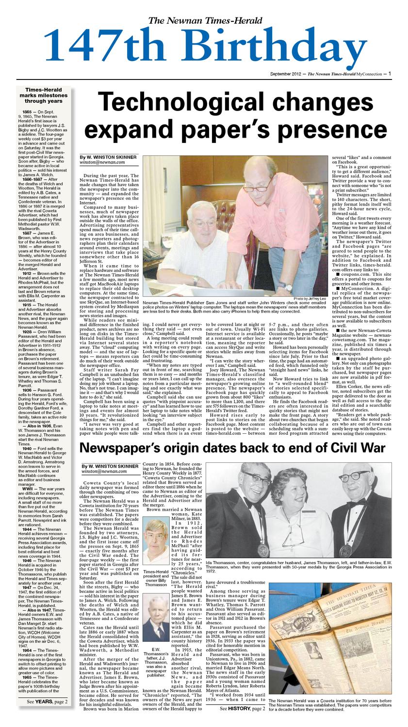 147th Birthday Edition The Newnan TimesHerald by The TimesHerald