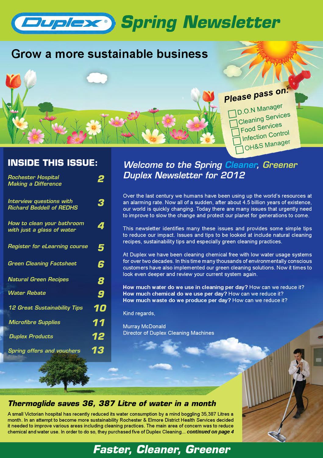 Spring Newsletter 2012 by Duplex Cleaning Issuu
