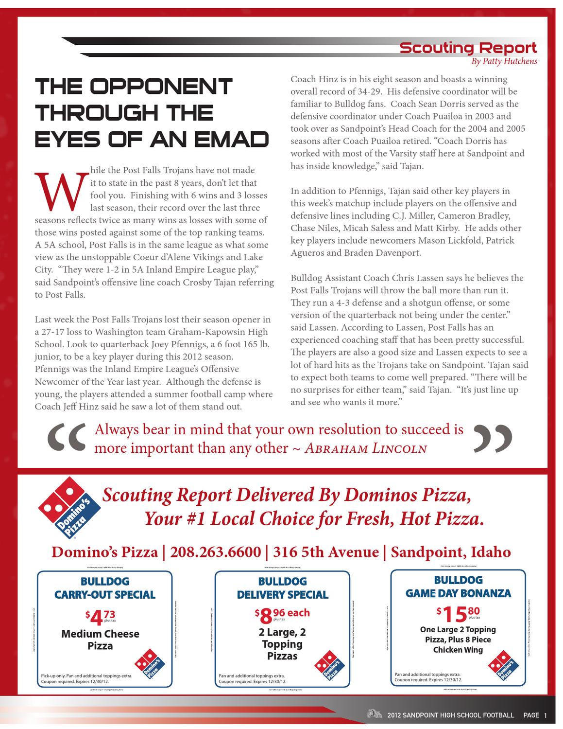 SHS Football Program Insert #2 September 2012 by Like Media - Issuu