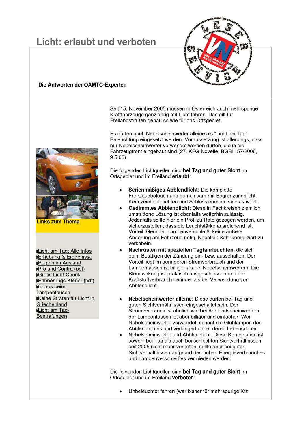 Oeamtc Licht Tag Bestimmungen Strassenverkehrsunfaelle By