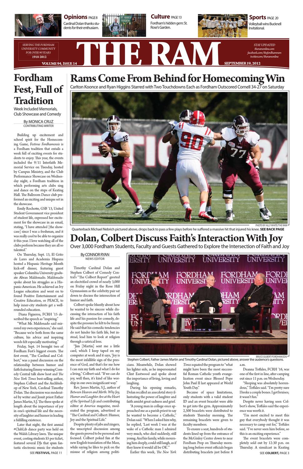 Volume 94 Issue 14 By The Fordham Ram Issuu