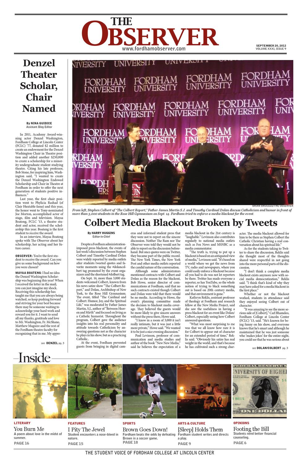 Fordham Observer Issue 9 2012 by Fordham Observer Issuu