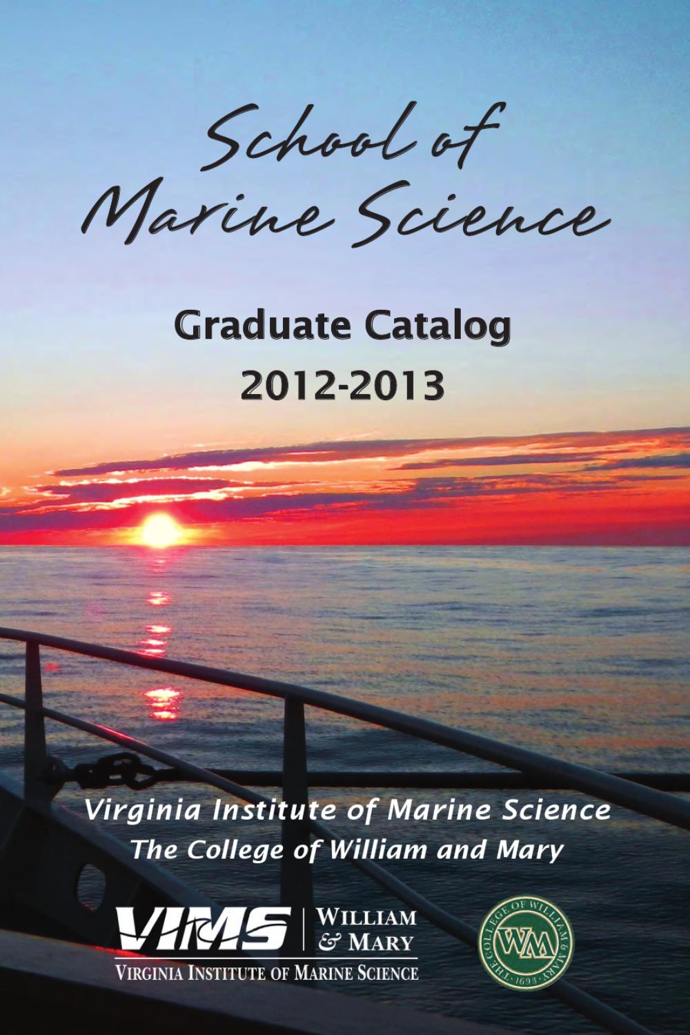 School of Marine Science Graduate Catalog 20122013 by Virginia