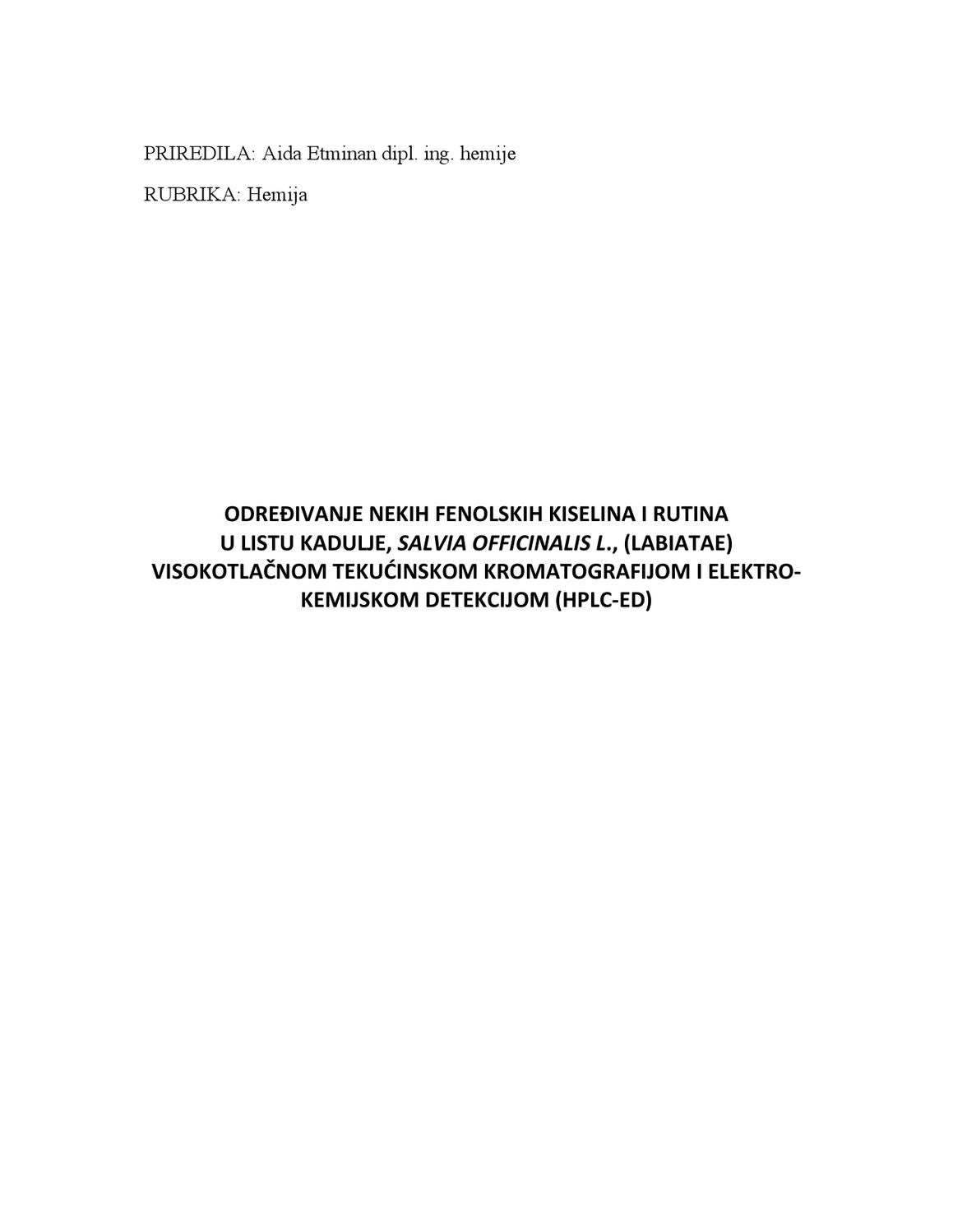 Određivanje radne komponente r pomoću ui metode