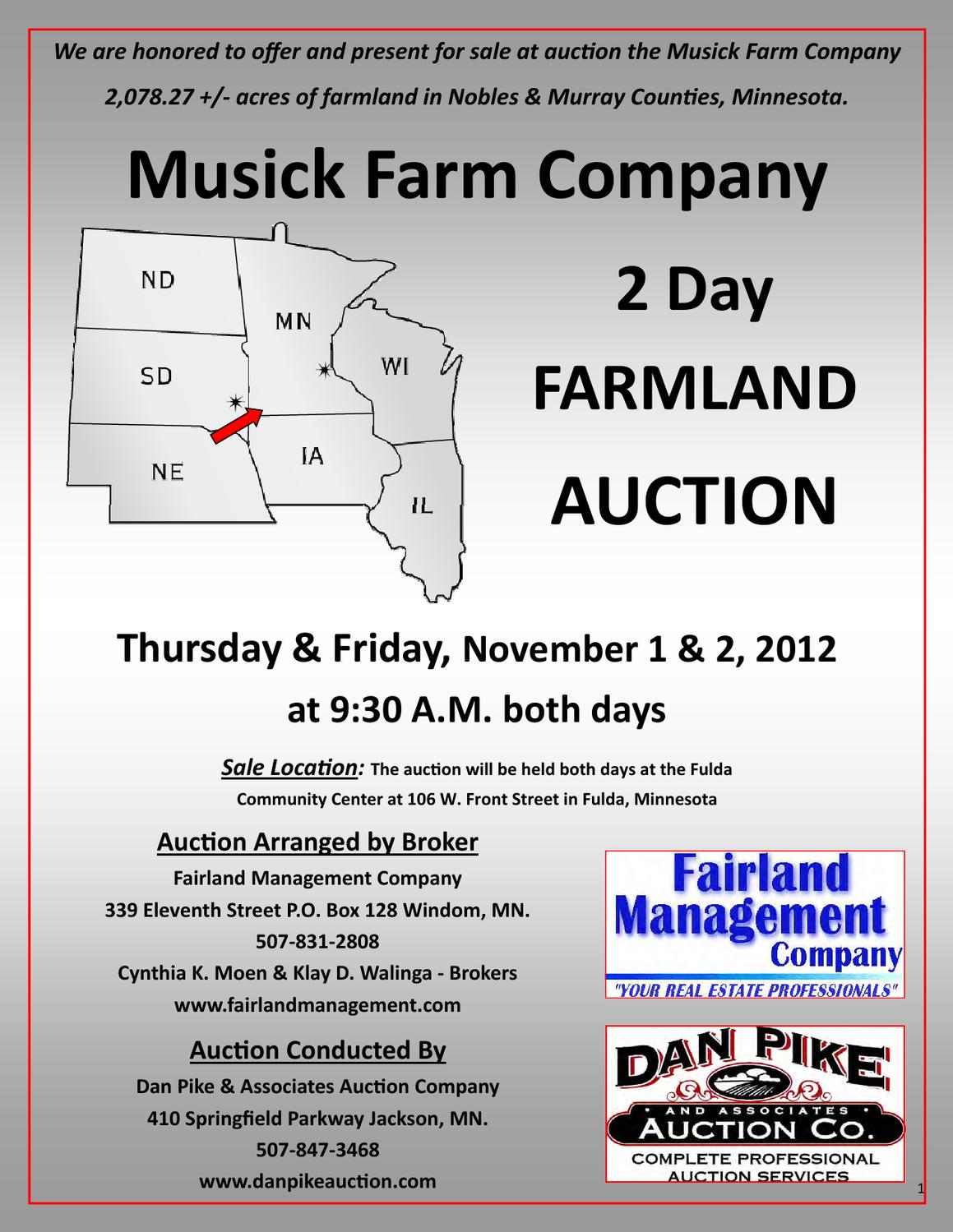 Musick Farm Company Farmland Auction by Dan Pike Auction Company Issuu