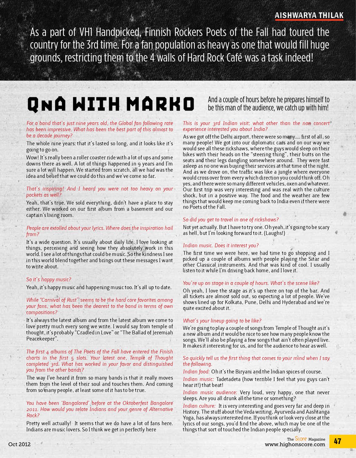 The Score Magazine :: October 2012 by The Score Magazine - Issuu