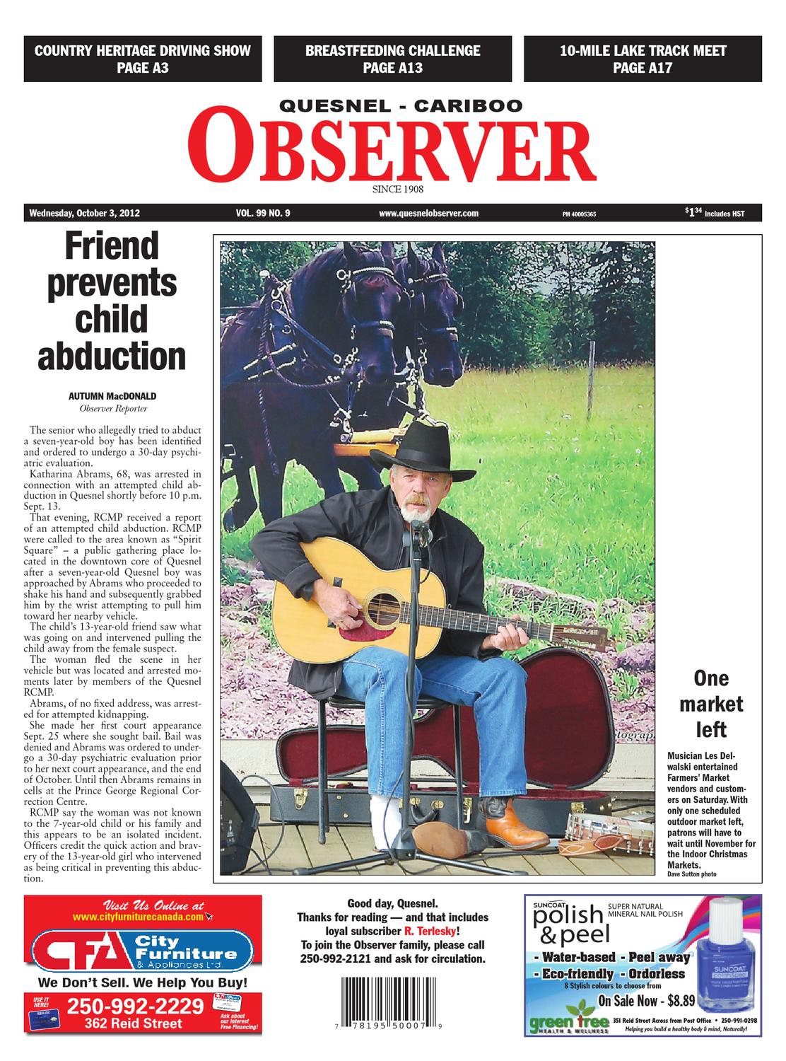 Quesnel Cariboo Observer, October 03, 2012 by Black Press Media Group
