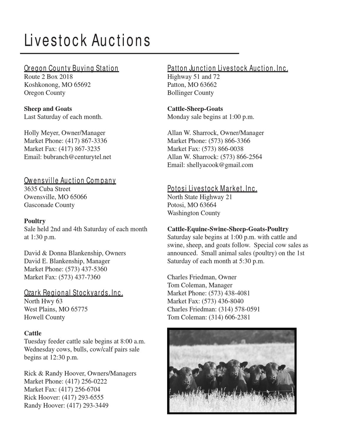 Missouri Livestock Market Directory by MO Market News Issuu