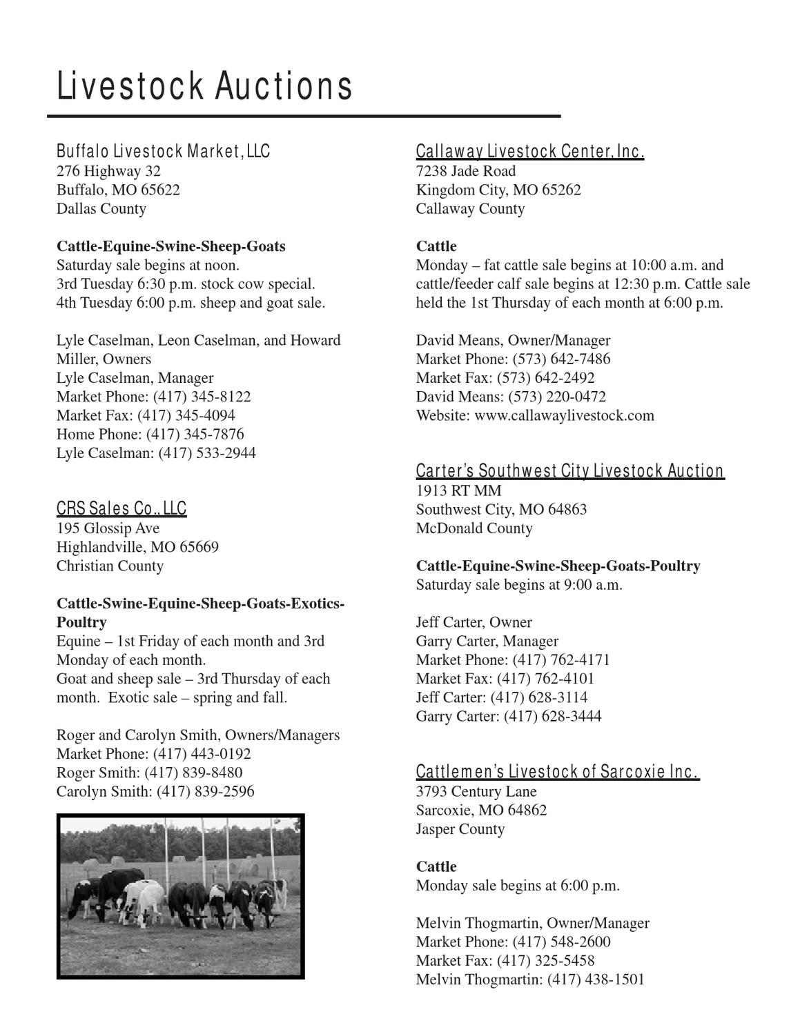 Missouri Livestock Market Directory by MO Market News Issuu