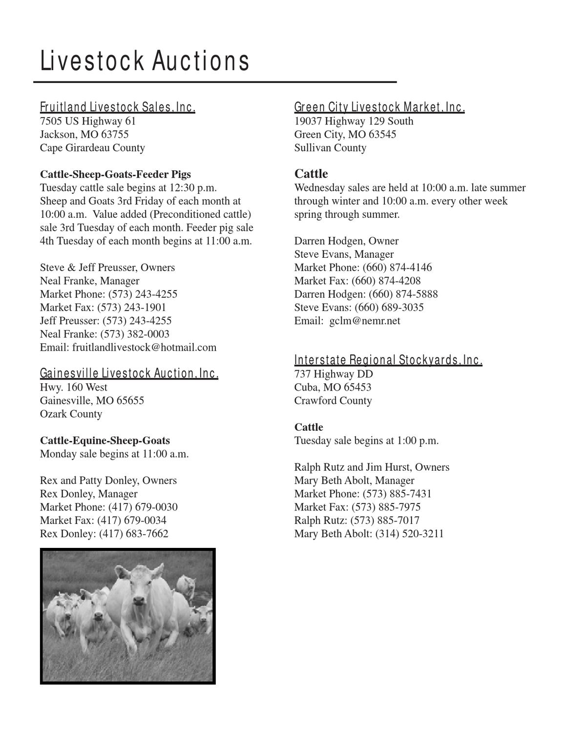 Missouri Livestock Market Directory by MO Market News Issuu