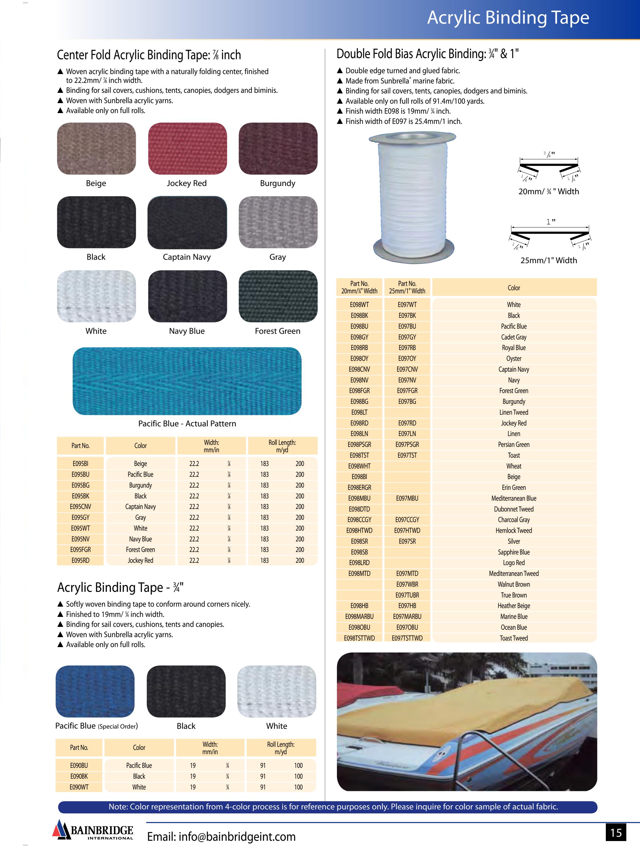 Marine Canvas & Awning Fabrics & Hardware Catalog by Bainbridge