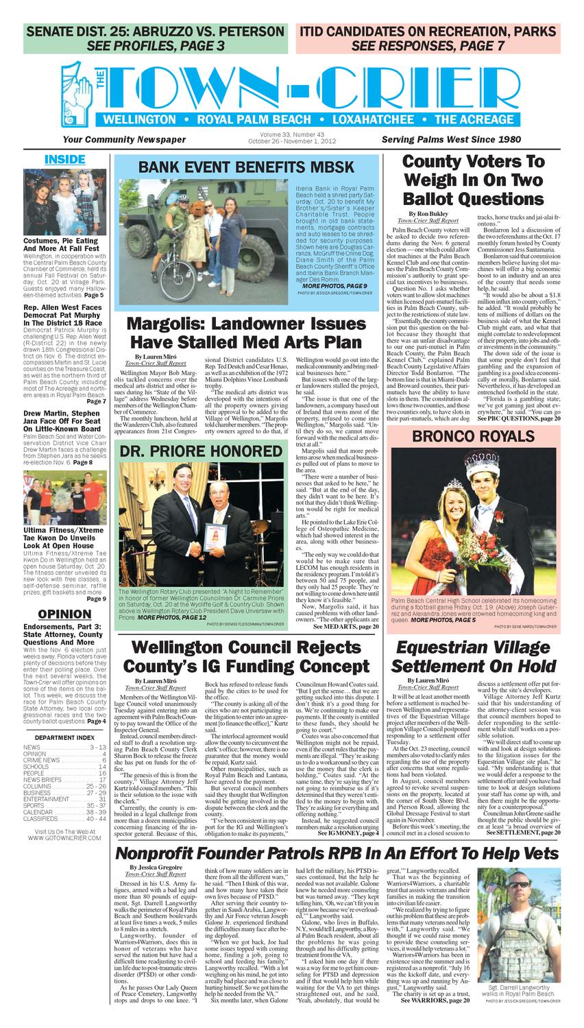 TownCrier Newspaper October 26, 2012 by Wellington The Magazine LLC