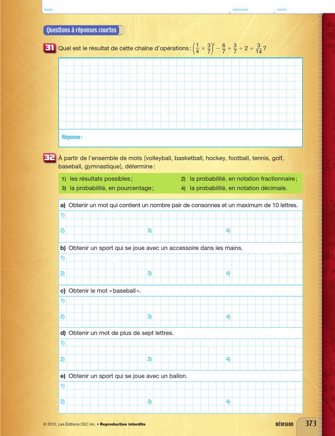 Point De Mire Secondaire 5 Sn Corrigé Pdf