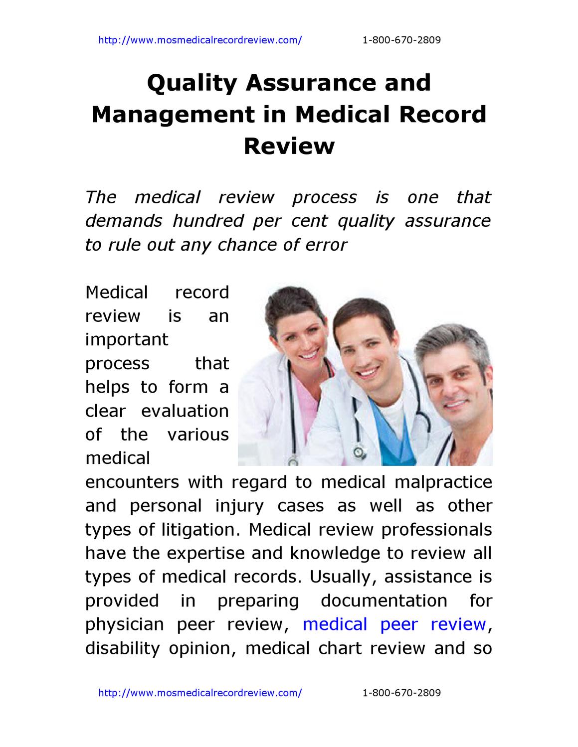 Quality Assurance and Management in Medical Record Review by MOS