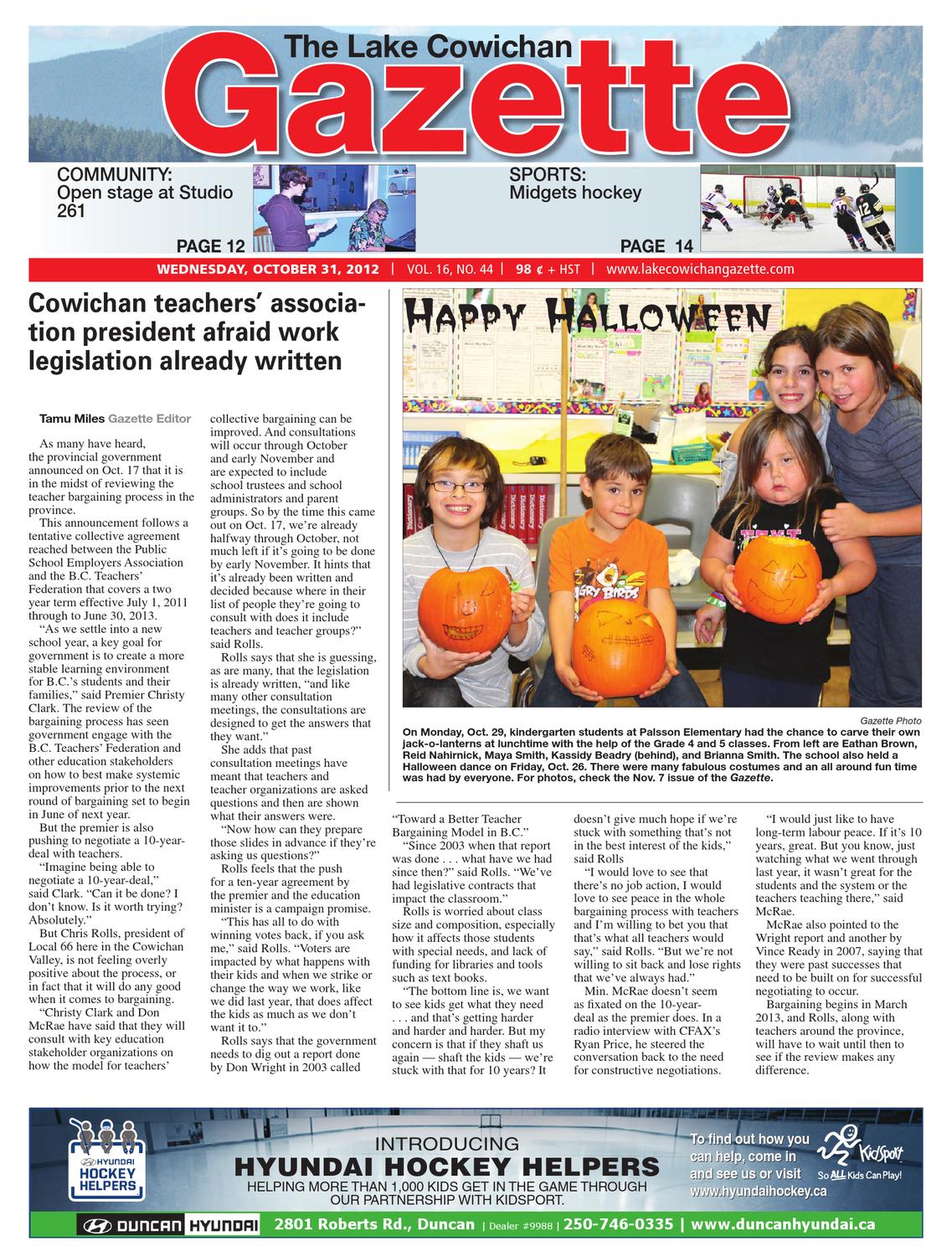 Lake Cowichan Gazette, October 31, 2012 by Black Press Media ... Lake Cowichan Gazette, October 31, 2012 by Black Press Media ... -