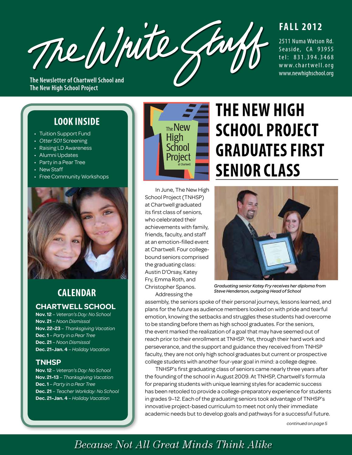 The Write Stuff: Fall 2012 by Chartwell School - Issuu